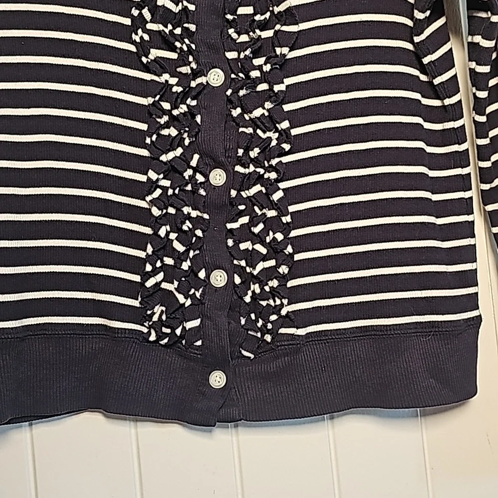 Pendleton MP navy blue/white striped ruffled cardigan - Picture 4 of 15